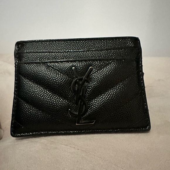 Yves Saint Laurent Chevron Matelasse YSL Monogram Card Case Wallet - Picture 1 of 5